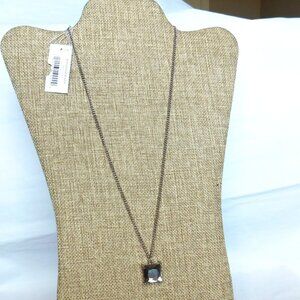 Banana Republic Women's Crystal Glass Pendant Necklace Silver Chain NWT